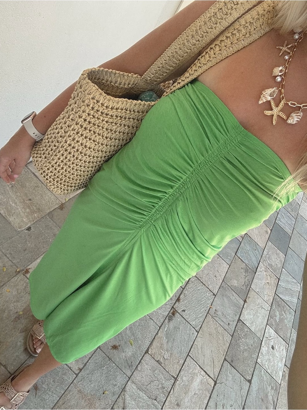 House of Harlow Green Strapless Dress